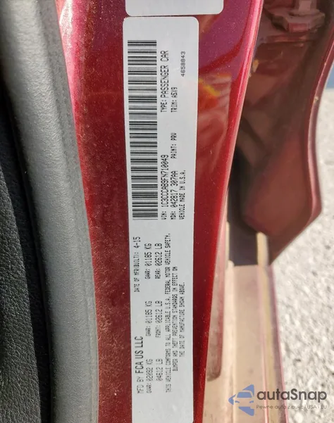 2015 Chrysler 200 Limited from USA, damaged, VIN 1C3CCCAB9FN710049